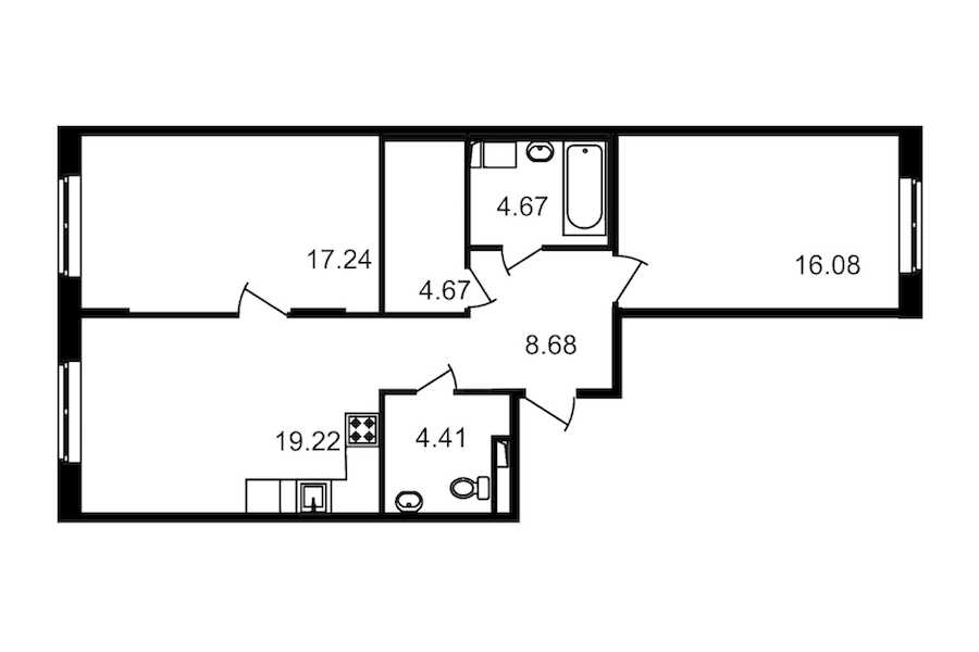Двухкомнатная квартира в : площадь 74.97 м2 , этаж: 1 – купить в Санкт-Петербурге